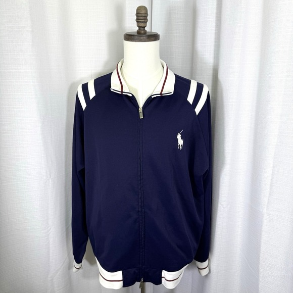 Polo Ralph Lauren Other - Polo Ralph Lauren Mens XXL Full Zip Blue White Track Jacket Pony Preppy